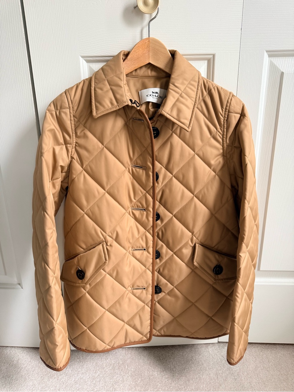 Coach Tan Quilted Puffer Jacket - Women's